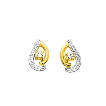 Boucles d'oreilles Femme bicolores - Oxyde de zirconium - Or 18 Carats