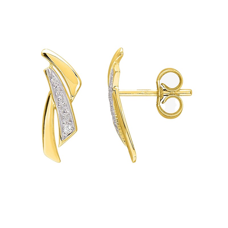 Boucles d'oreilles Femme bicolores - Or 18 Carats - Diamant 0,01 Carats