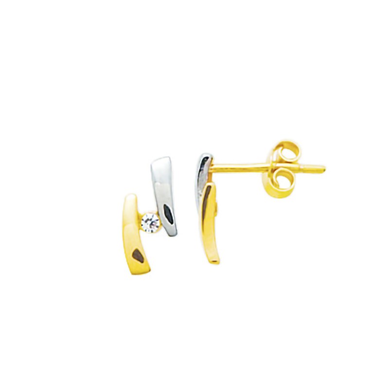 Boucles d'oreilles Femme bicolores - Oxyde de zirconium - Or 18 Carats