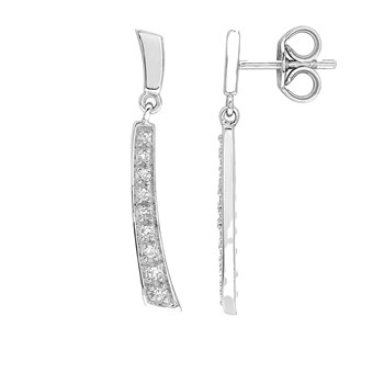 Boucles d'oreilles Femme pendantes - Or 18 Carats - Diamant 0,08 Carats