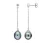 Boucles d'oreilles Femme pendantes - Or 18 Carats - Perle et Diamant 0,07 Carats - vue V1