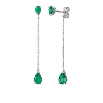 Boucles d'oreilles pendantes Femme - émeraude - Or 18 Carats