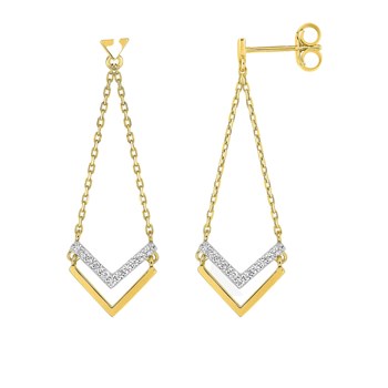 Boucles d'oreilles pendantes Femme - Oxyde de zirconium - Or 18 Carats