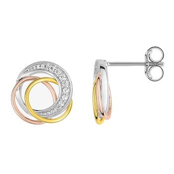 Boucles d'oreilles Femme 3 ors - Oxyde de zirconium - Or 18 Carats