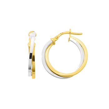 Créoles bicolores Femme - Or 18 Carats - Largeur : 13 mm