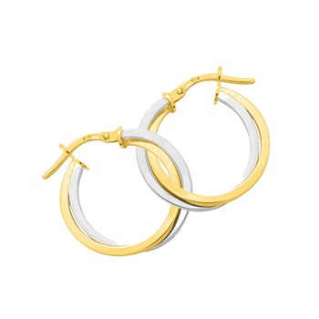 Créoles bicolores Femme - Or 18 Carats - Largeur : 13 mm