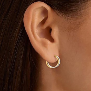 Créoles bicolores Femme - Or 18 Carats - Largeur : 13 mm