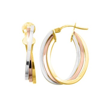 Créoles 3 ors Femme - Or 18 Carats