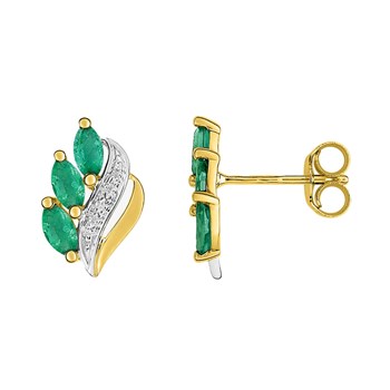 Boucles d'oreilles femme - émeraude - Or 18 Carats
