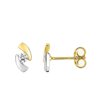 Boucles d'oreilles femme bicolores - Oxyde de zirconium - Or 18 Carats