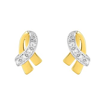 Boucles d'oreilles femme bicolores - Oxyde de zirconium - Or 18 Carats