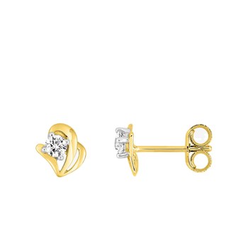 Boucles d'oreilles femme bicolores - Oxyde de zirconium - Or 18 Carats