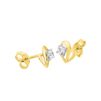 Boucles d'oreilles femme bicolores - Oxyde de zirconium - Or 18 Carats