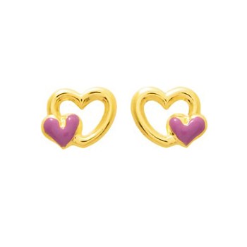 Boucles d'oreilles Enfant - Or 18 Carats - Coeur