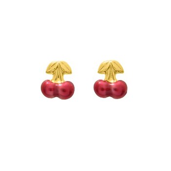 Boucles d'oreilles Enfant - Or 18 Carats - Cerise