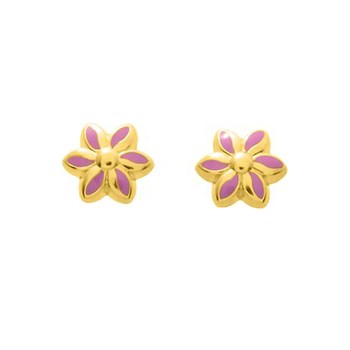 Boucles d'oreilles Enfant - Or 18 Carats - Fleur