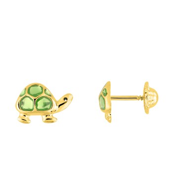 Boucles d'oreilles Enfant - Or 18 Carats - Tortue