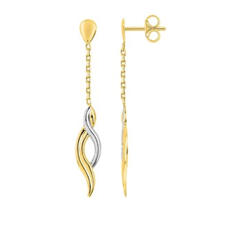 Boucles d'oreilles Femme pendantes bicolores - Or 18 Carats