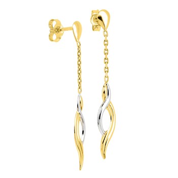 Boucles d'oreilles Femme pendantes bicolores - Or 18 Carats