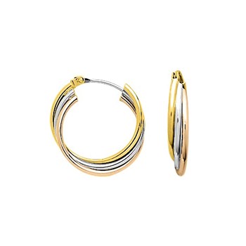 Créoles 3 ors Femme - Or 18 Carats