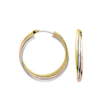 Créoles 3 ors Femme - Or 18 Carats