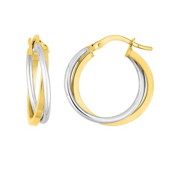 Créoles bicolores Femme - Or 18 Carats - Largeur : 13 mm