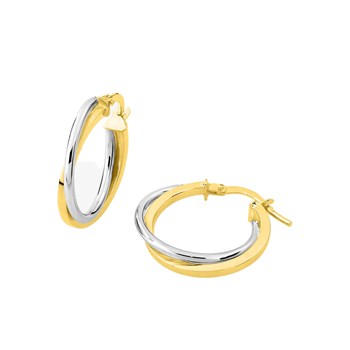Créoles bicolores Femme - Or 18 Carats - Largeur : 13 mm