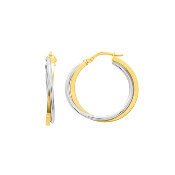 Créoles bicolores Femme - Or 18 Carats - Largeur : 17 mm