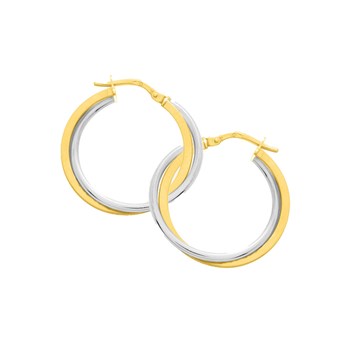 Créoles bicolores Femme - Or 18 Carats - Largeur : 17 mm