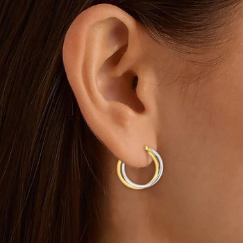 Créoles bicolores Femme - Or 18 Carats - Largeur : 17 mm