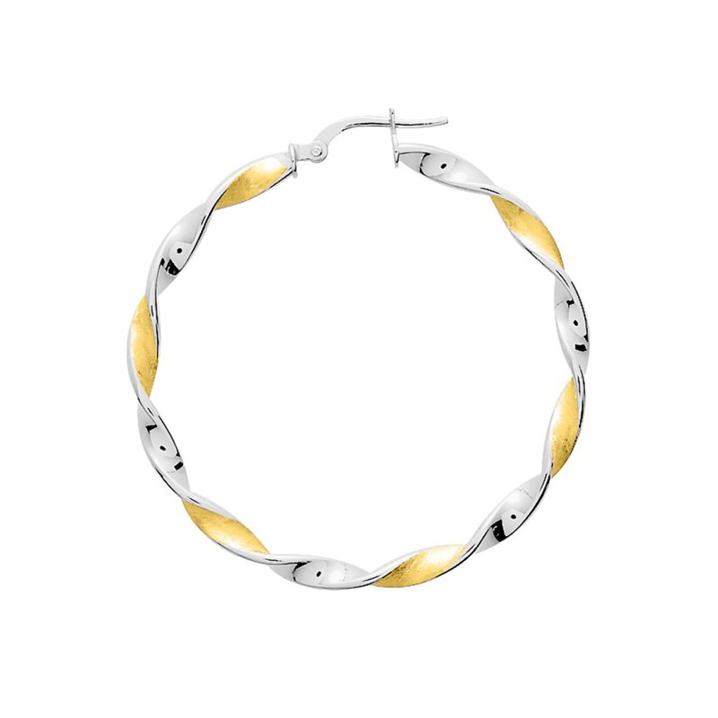 Créoles bicolores Femme - Or 18 Carats - Diamètre 35mm - vue 2