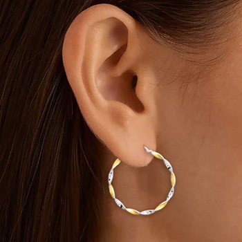 Créoles bicolores Femme - Or 18 Carats - Diamètre 35mm