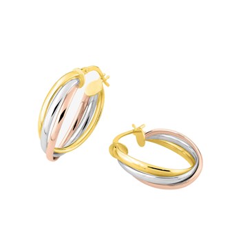 Créoles 3 ors Femme - Or 18 Carats