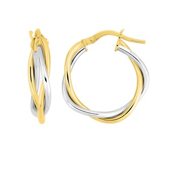 Créoles bicolores Femme - Or 18 Carats - Largeur : 15 mm