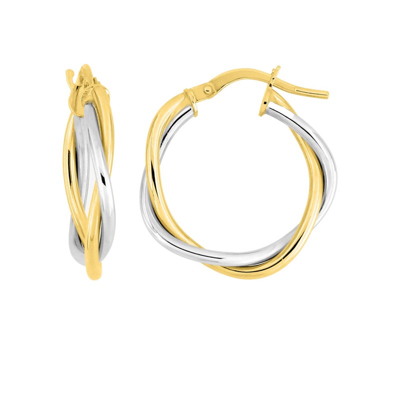 Créoles bicolores Femme - Or 18 Carats - Largeur : 15 mm