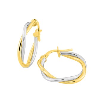 Créoles bicolores Femme - Or 18 Carats - Largeur : 15 mm