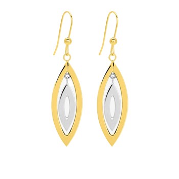 Boucles d'oreilles bicolores pendantes Femme - Or 18 Carats