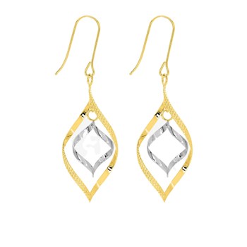 Boucles d'oreilles bicolores pendantes Femme - Or 18 Carats