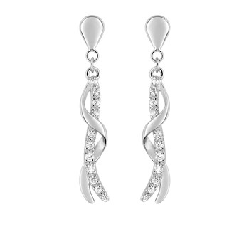 Boucles d'oreilles femme pendantes - Oxyde de zirconium - Or 18 Carats