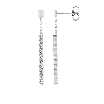 Boucles d'oreilles femme pendantes - Oxyde de zirconium - Or 18 Carats