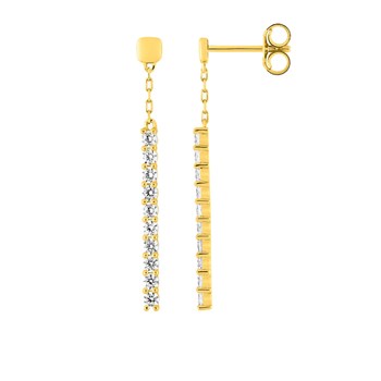 Boucles d'oreilles femme pendantes - Oxyde de zirconium - Or 18 Carats