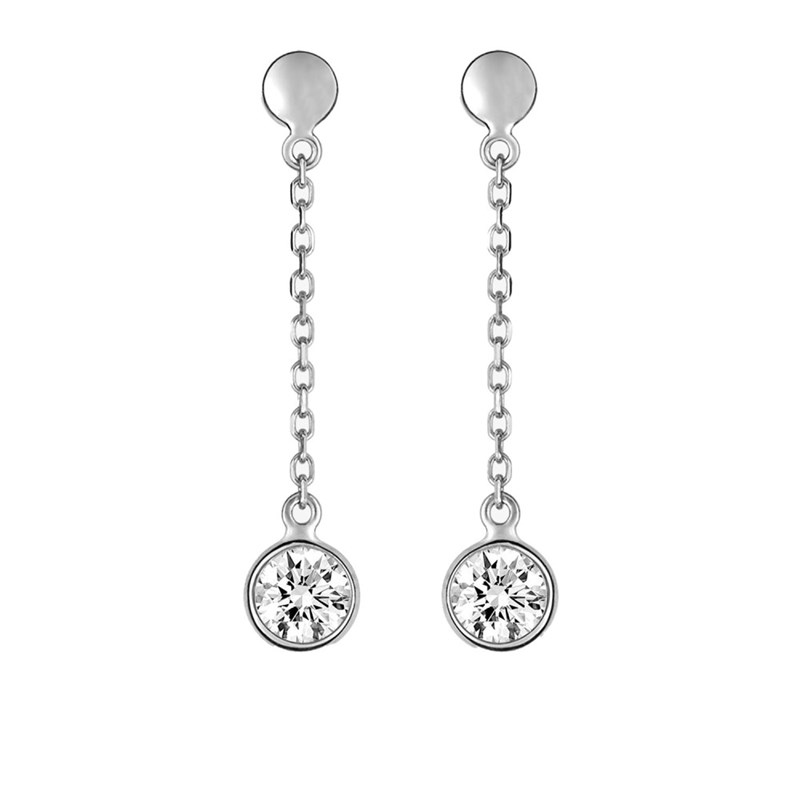 Boucles d'oreilles femme pendantes - Oxyde de zirconium - Or 18 Carats