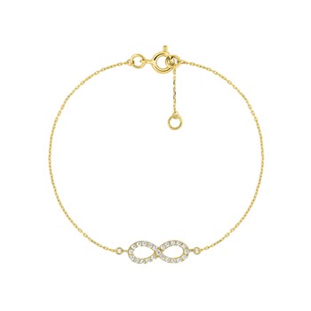 Bracelet Femme - Oxyde de zirconium - Or 18 Carats - Longueur : 18 cm