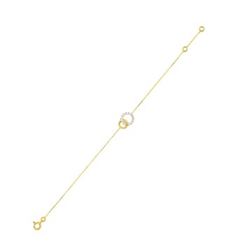 Bracelet Femme - Oxyde de zirconium - Or 18 Carats - Longueur : 18 cm