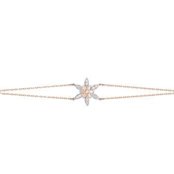 Bracelet Femme - Or 18 Carats - Diamant 0,08 Carats - Longueur : 18 cm
