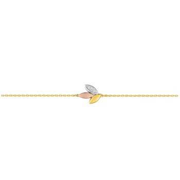 Bracelet Femme - Or 18 Carats - Diamant 0,02 Carats - Longueur : 18 cm