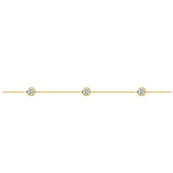 Bracelet Femme - Oxyde de zirconium - Or 18 Carats - Longueur : 18 cm