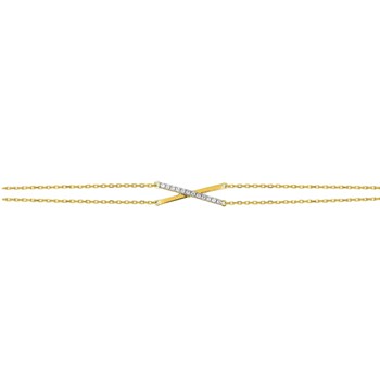 Bracelet Femme - Or 18 Carats - Diamant 0,04 Carats - Longueur : 18 cm