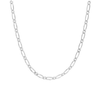 Bracelet homme 18 cm - Cheval alterné 1 + 1 - Or blanc 18 Carats - Largeur 2.5 mm