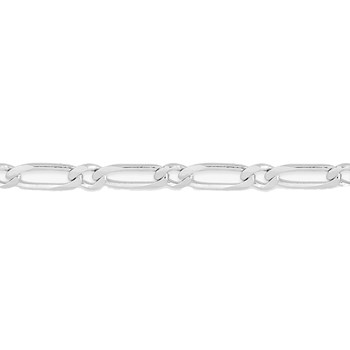 Bracelet homme 18 cm - Cheval alterné 1 + 1 - Or blanc 18 Carats - Largeur 2.5 mm